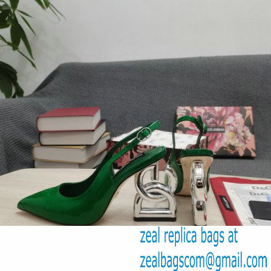 Dolce  &  Gabbana Heel 10.5cm Slingbacks Patent Green with DG Heel 2022